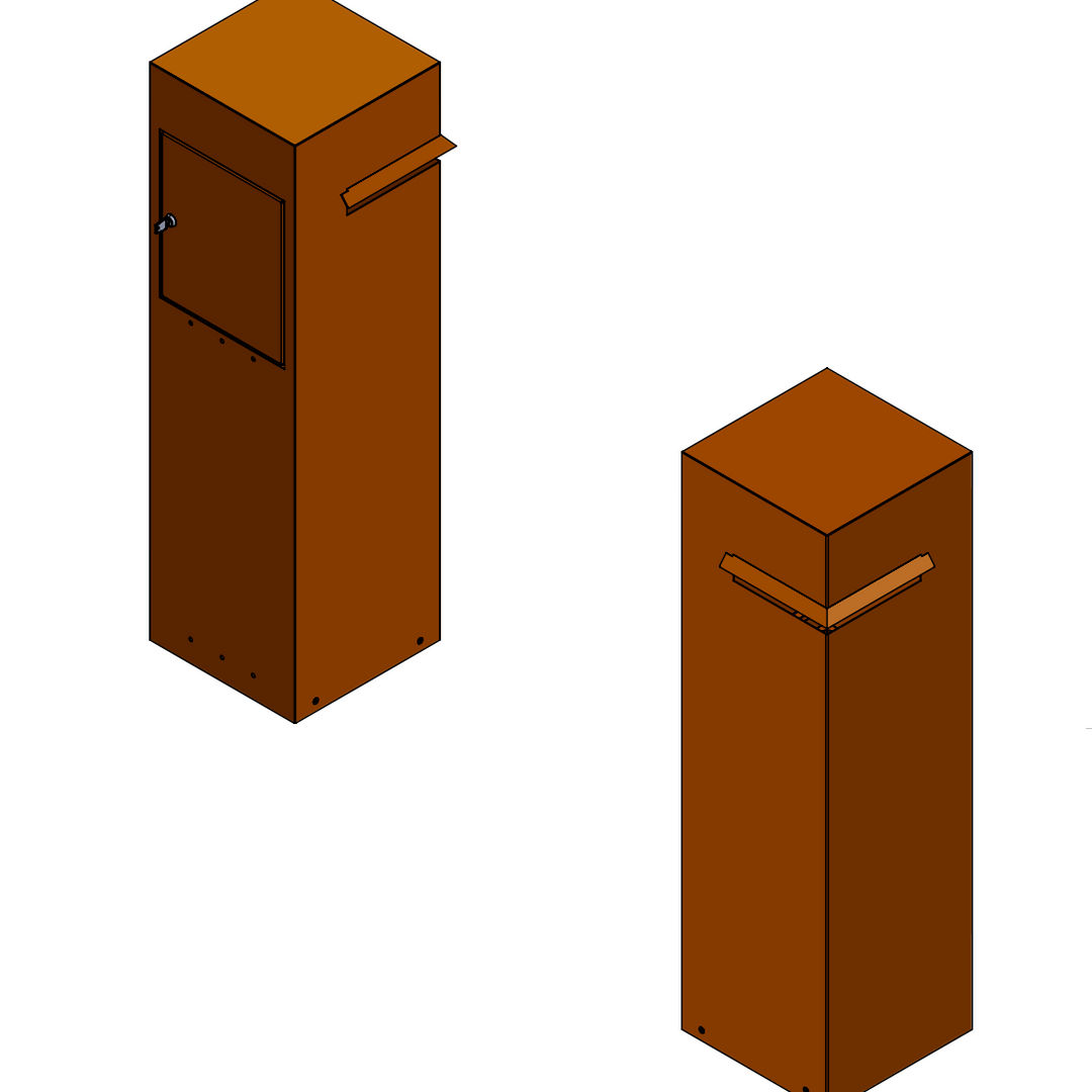 Brievenbus van cortenstaal, hoek