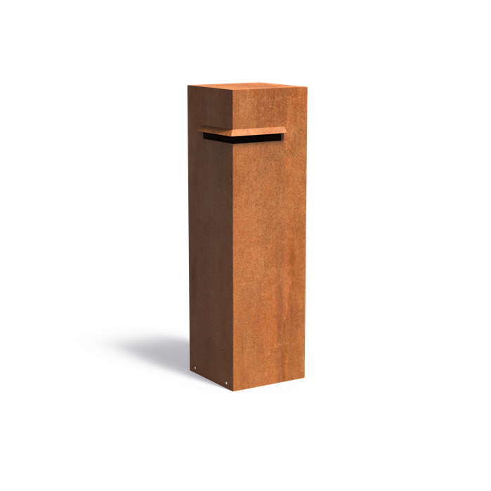 Brievenbus van cortenstaal, hoek