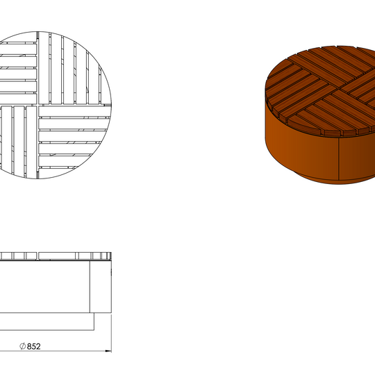 Ronde bank/platform van cortenstaal