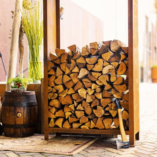 Haardhoutrek van cortenstaal