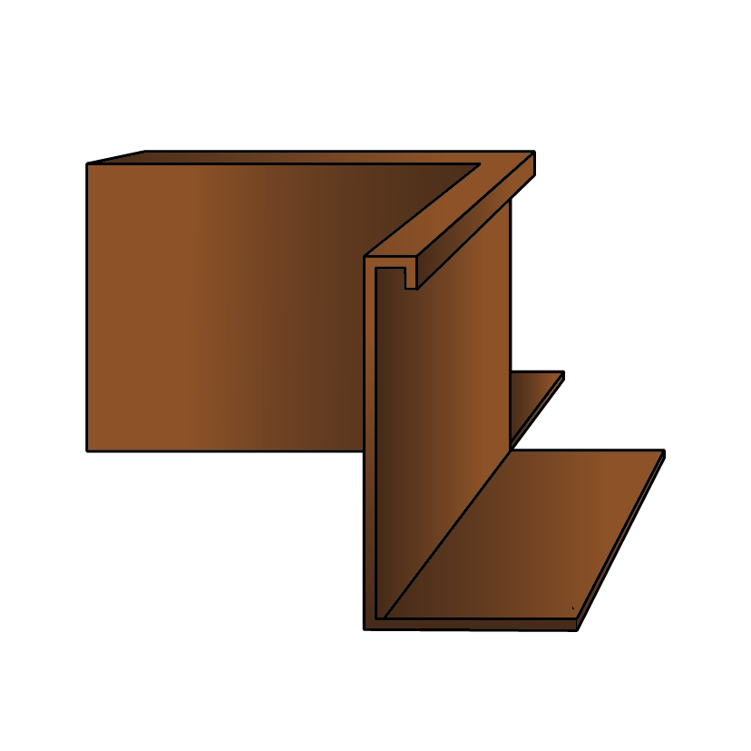 Binnenhoekelement voor keerwanden van cortenstaal