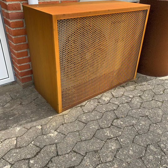 Overkapping voor warmtepomp van cortenstaal