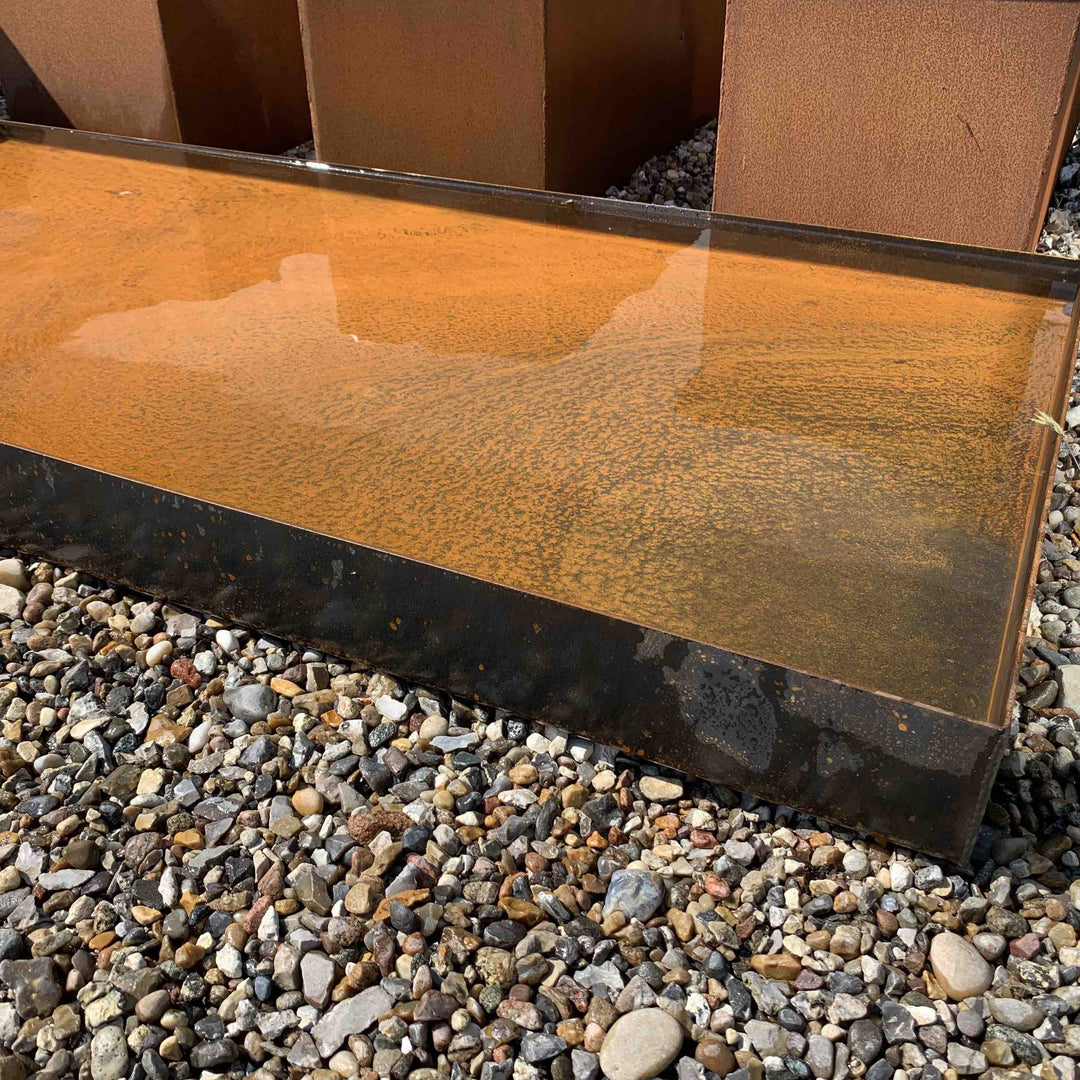 Waterbassin 200 x 100 cm, cortenstaal/zwart gelakt