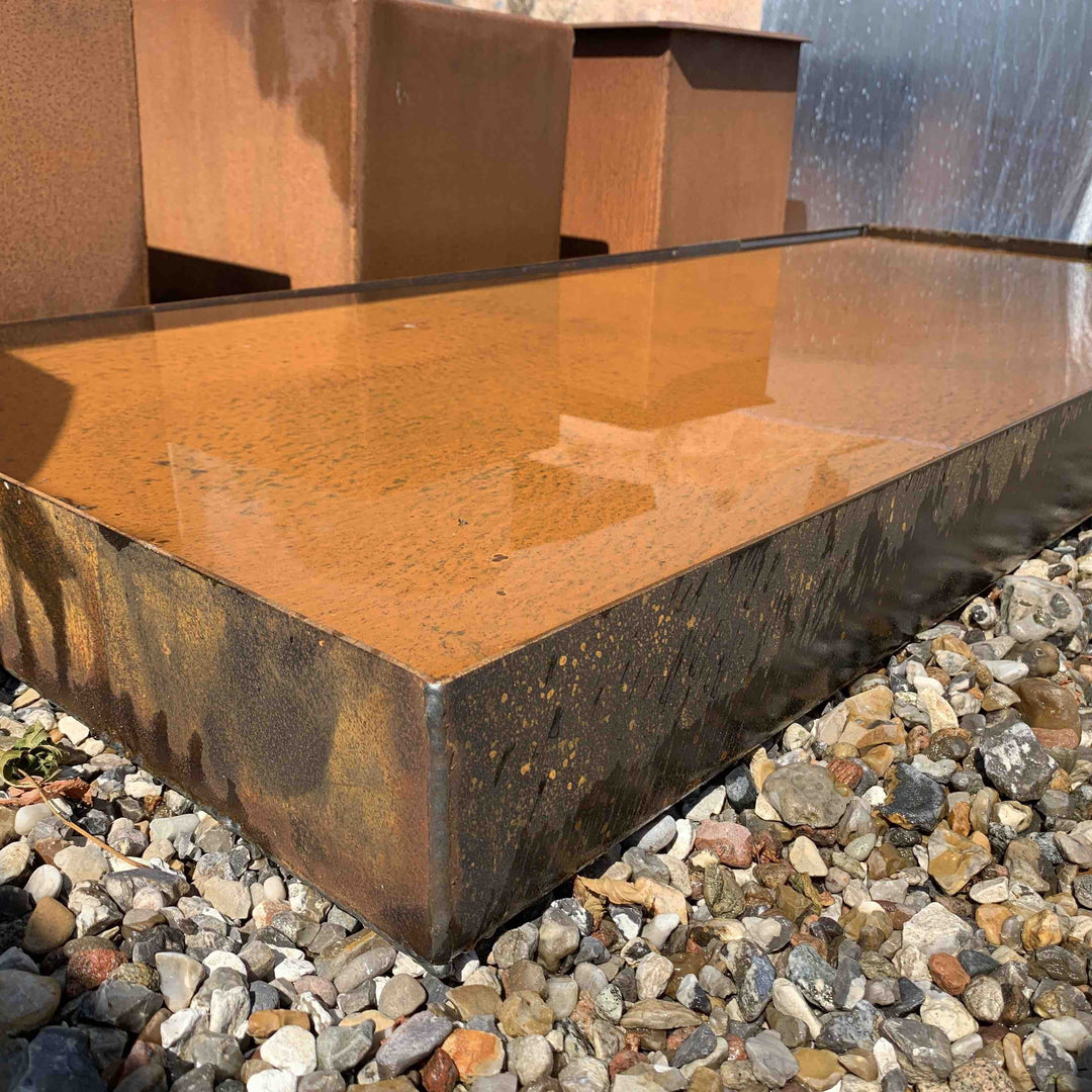 Waterbassin 200 x 100 cm, cortenstaal/zwart gelakt