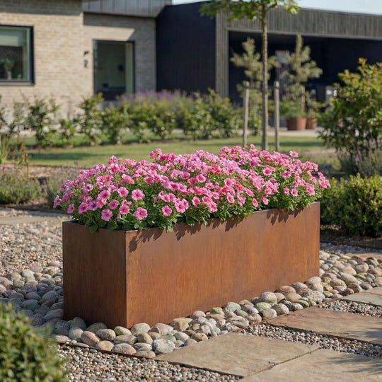 Maatwerk: Plantenbakken met bodem van 6 mm cortenstaal - exclusief model