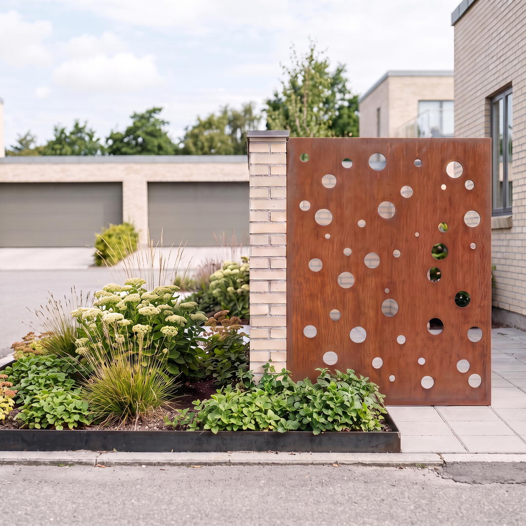 Zijwand voor afvalcontainers van cortenstaal
