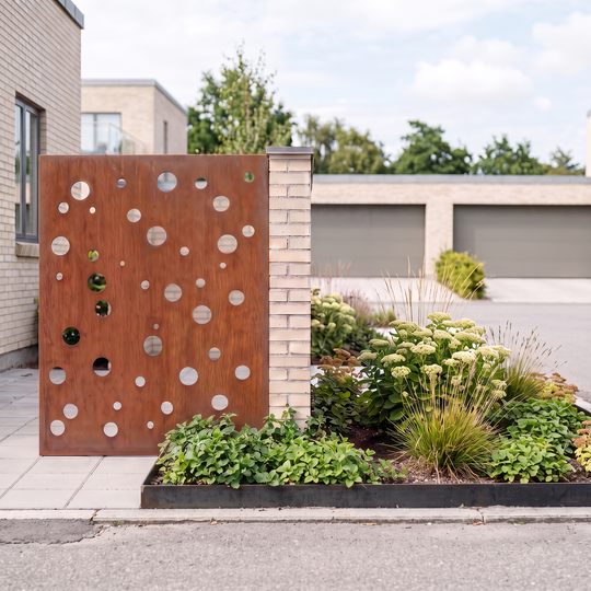 Zijwand voor afvalcontainers van cortenstaal