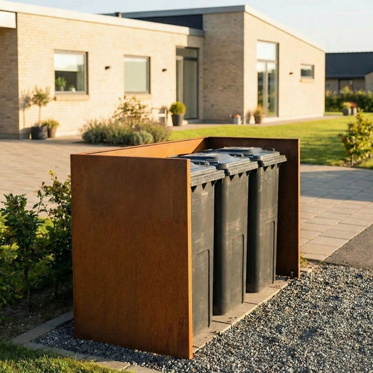 Afvalcontainerafscherming van cortenstaal - simpel model