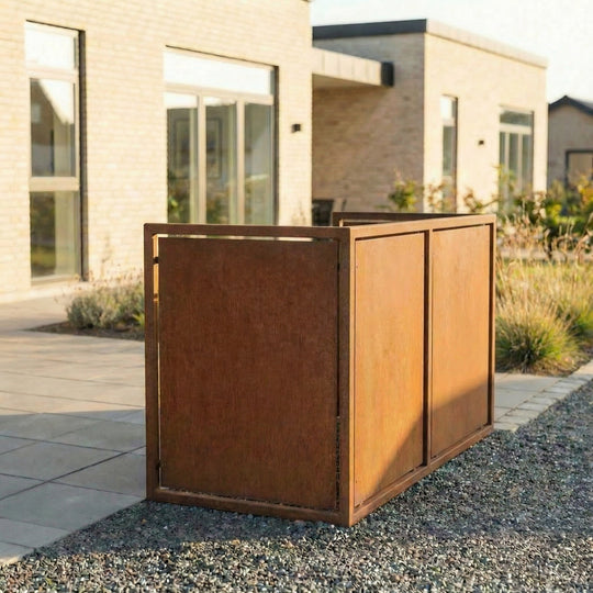 Afvalcontainerafscherming van cortenstaal - zwaar ontwerp