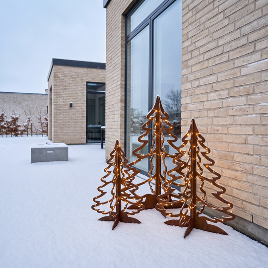 Set met kerstbomen van cortenstaal