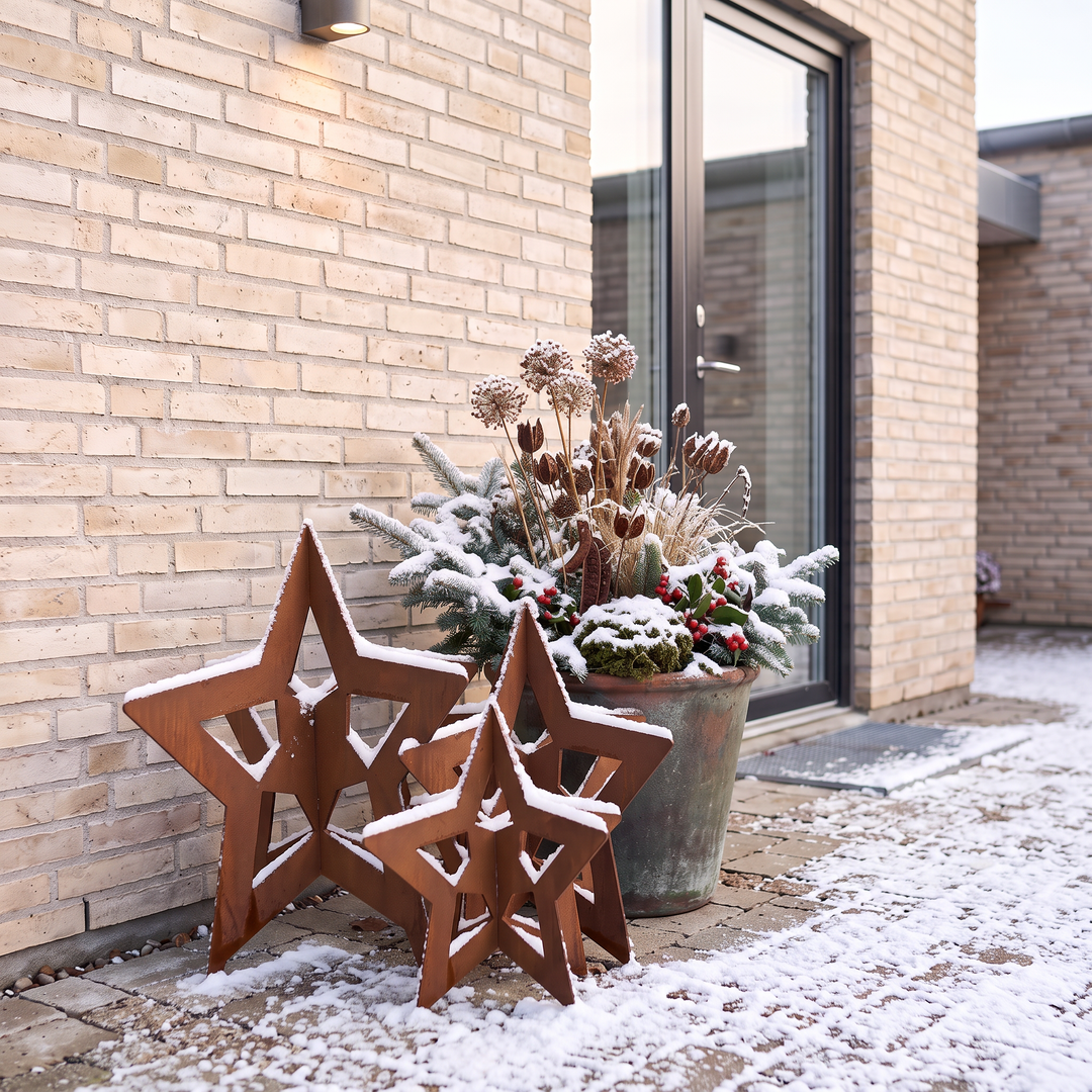 Kerststerrenset van cortenstaal