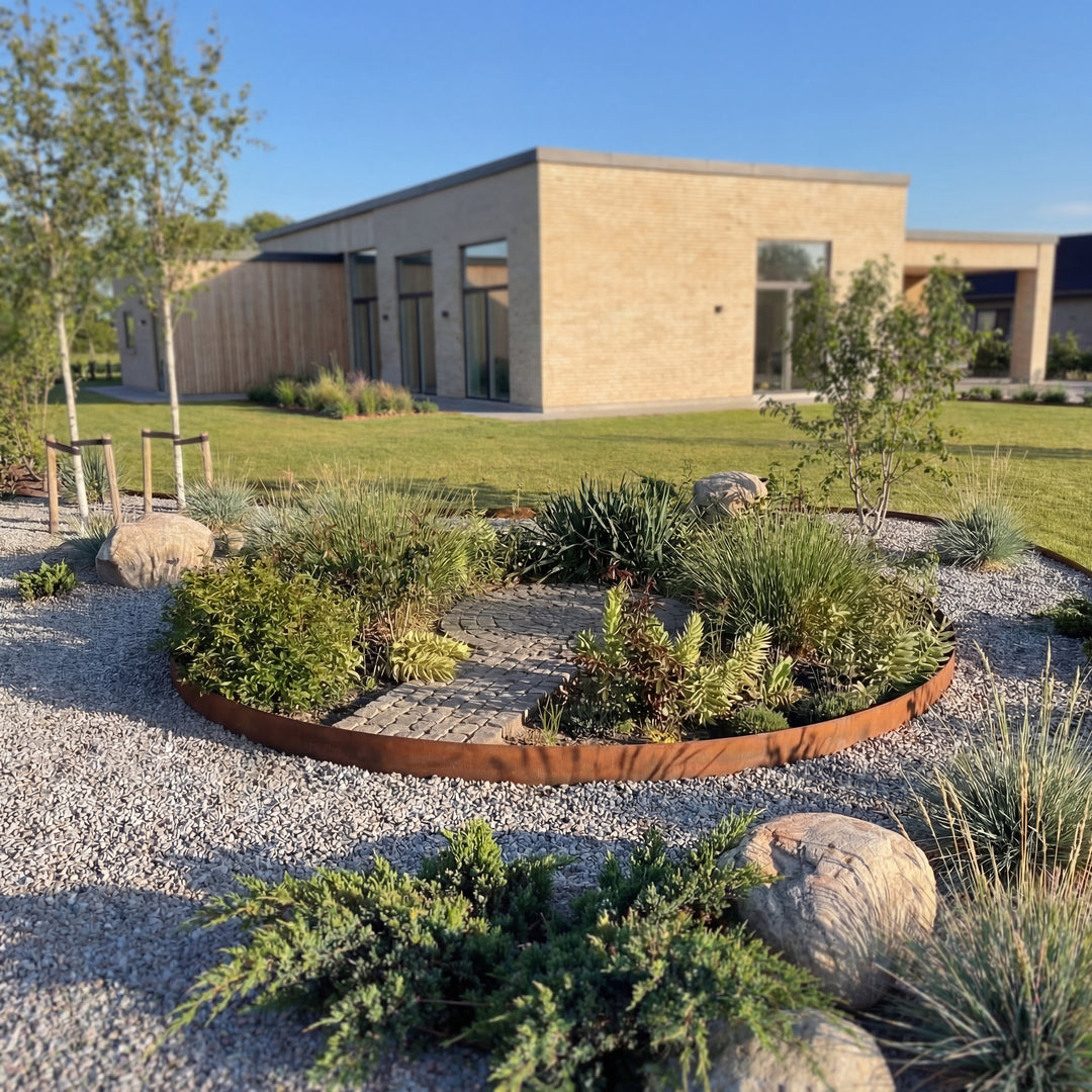 Ronde borderrand van cortenstaal - groot model