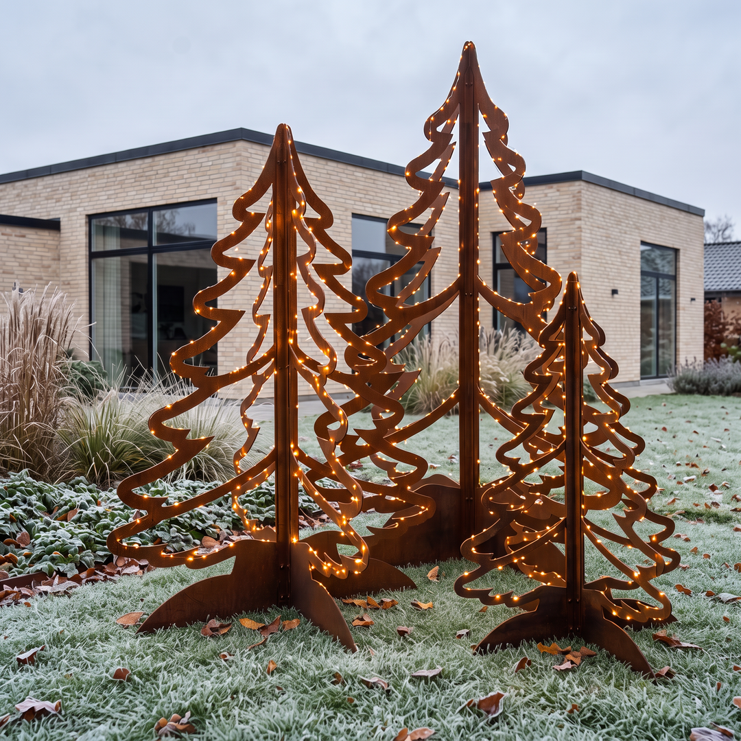 Set met kerstbomen van cortenstaal