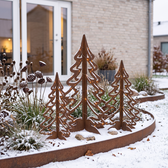 Set met kerstbomen van cortenstaal