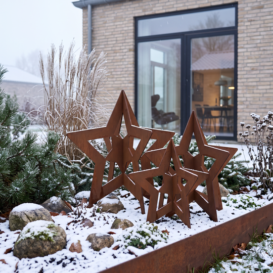Kerststerrenset van cortenstaal