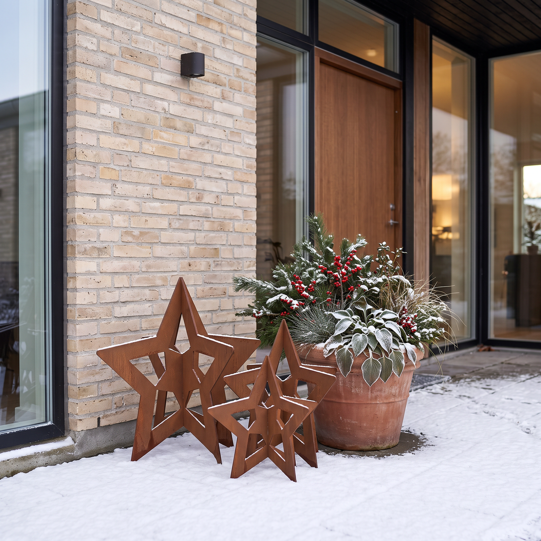 Kerststerrenset van cortenstaal