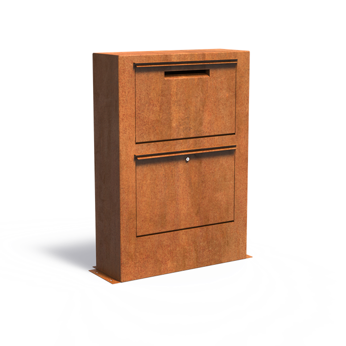 Brievenbus van cortenstaal, brieven en pakketten, groot