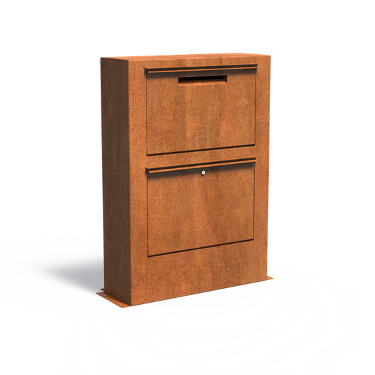 Brievenbus van cortenstaal, brieven en pakketten, groot