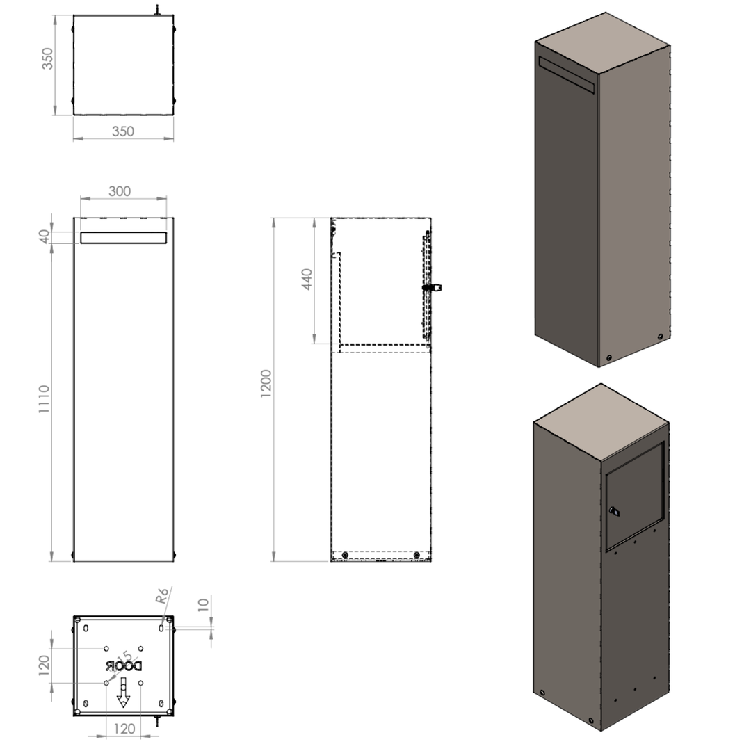 Brievenbus van gelakt staal - minimalistisch model