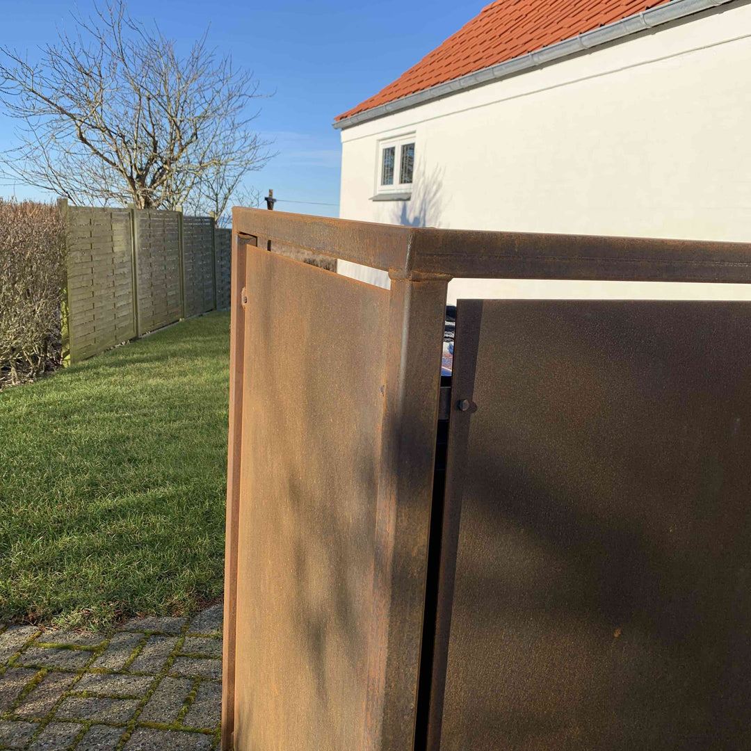 Afvalcontainerafscherming van cortenstaal - zwaar ontwerp