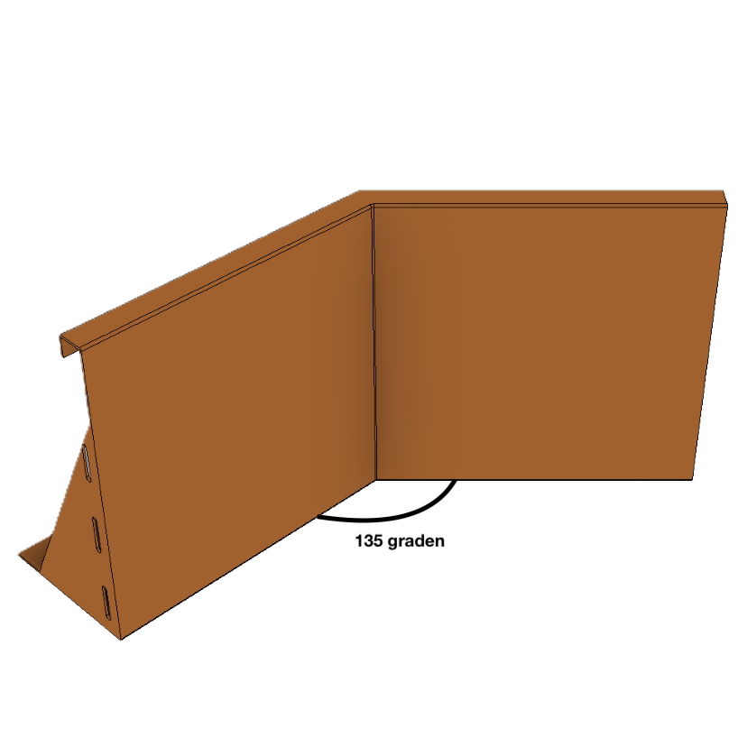 Binnenhoekelement voor keerwanden van cortenstaal