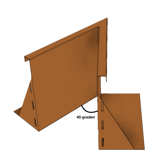 Binnenhoekelement voor keerwanden van cortenstaal