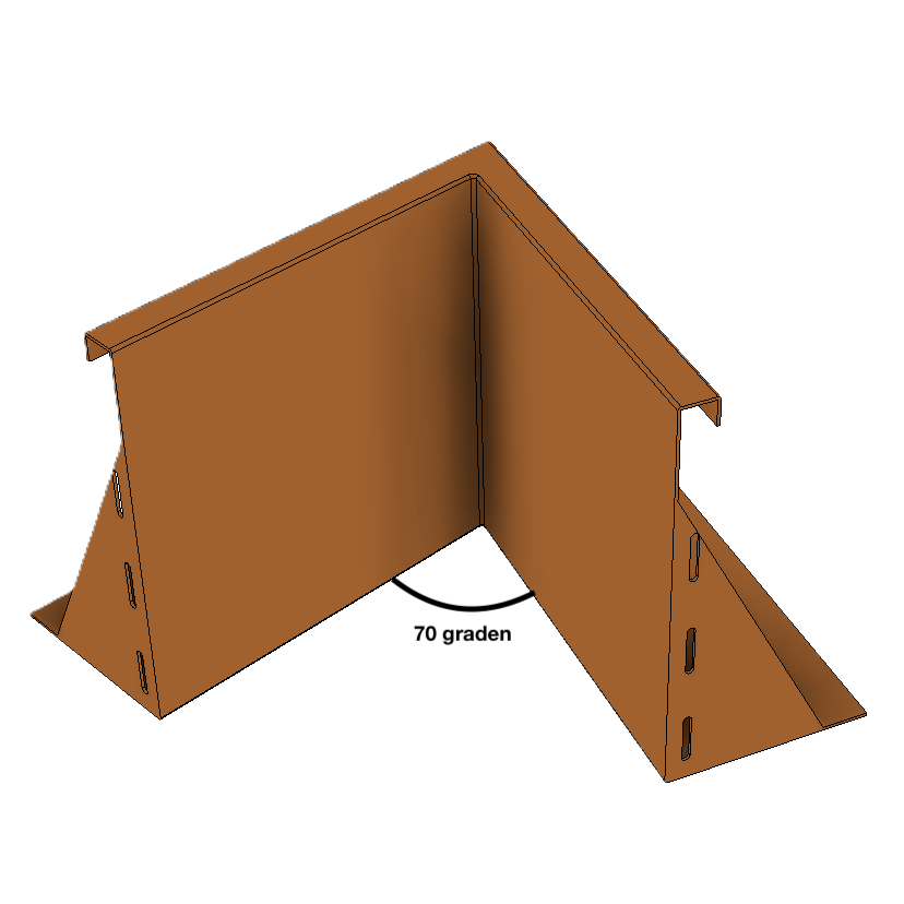 Binnenhoekelement voor keerwanden van cortenstaal