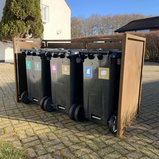 Afvalcontainerafscherming van cortenstaal - zwaar ontwerp