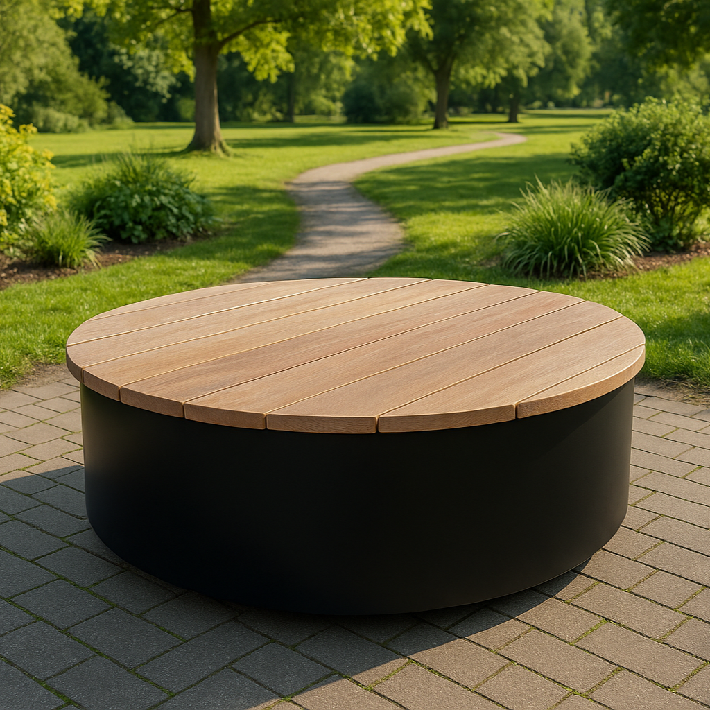 Ronde bank/platform van gepoedercoat staal