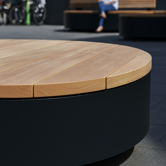 Ronde bank/platform van gepoedercoat staal