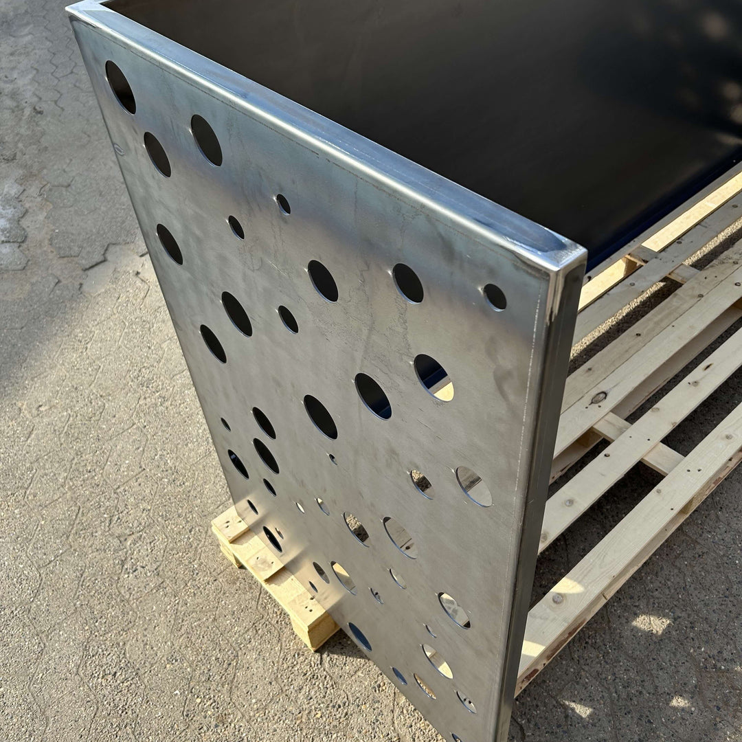 Afvalcontainerafscherming van cortenstaal - geperforeerd model