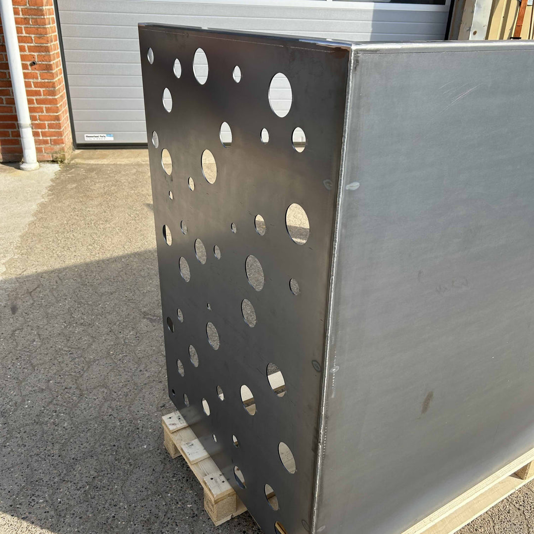 Afvalcontainerafscherming van cortenstaal - geperforeerd model